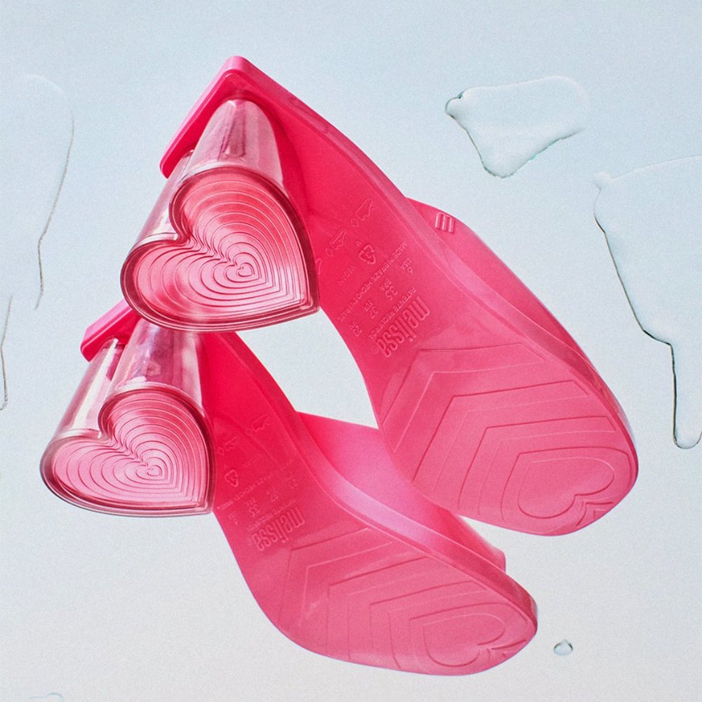 Rare Melissa Candy Sandals - Heart Shaped Barbie Pink Jelly Block Heels